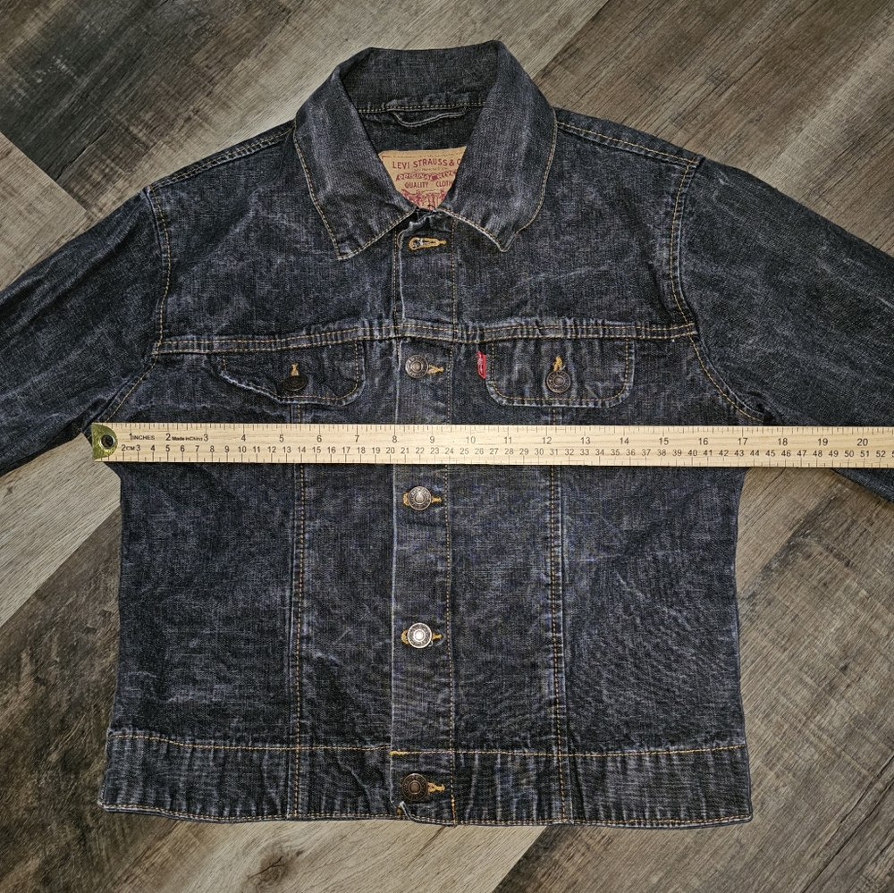 Vintage Levi's Women's Black Acid Washed Denim Jacket, Size M - Picture 7 of 12